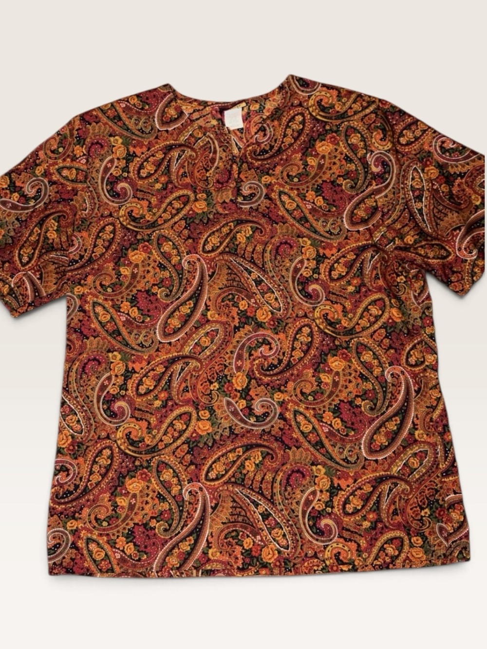VINTAGE 90s Mikaela Paisley Floral Blouse Made in USA M